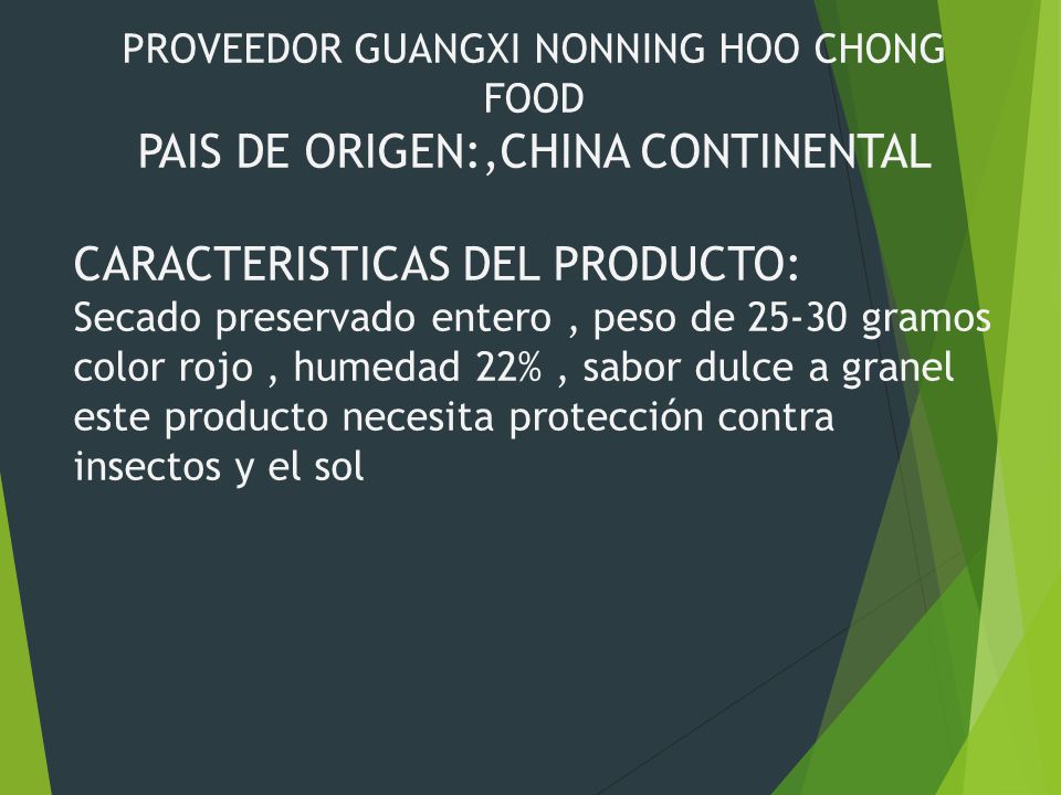 PAIS DE ORIGEN:,CHINA CONTINENTAL CARACTERISTICAS DEL PRODUCTO: