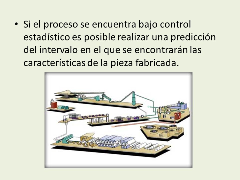 Si el proceso se encuentra bajo control estadístico es posible realizar una predicción del intervalo en el que se encontrarán las características de la pieza fabricada.