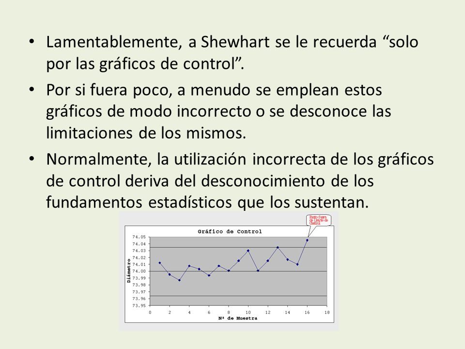 Lamentablemente, a Shewhart se le recuerda solo por las gráficos de control .