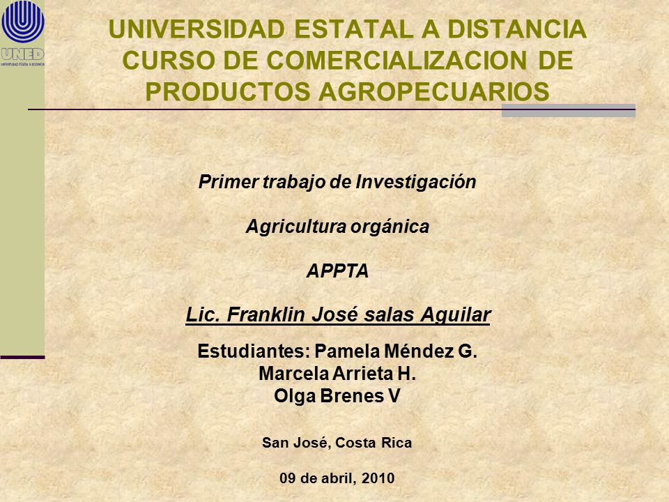 UNIVERSIDAD ESTATAL A DISTANCIA CURSO DE COMERCIALIZACION DE PRODUCTOS AGROPECUARIOS
