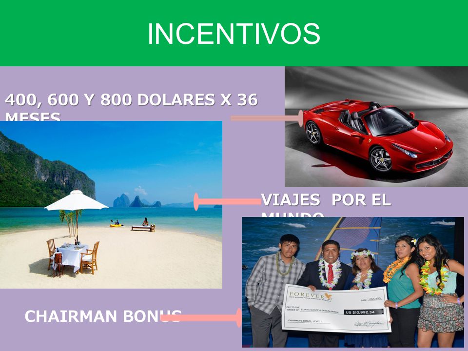 INCENTIVOS 400, 600 Y 800 DOLARES X 36 MESES VIAJES POR EL MUNDO