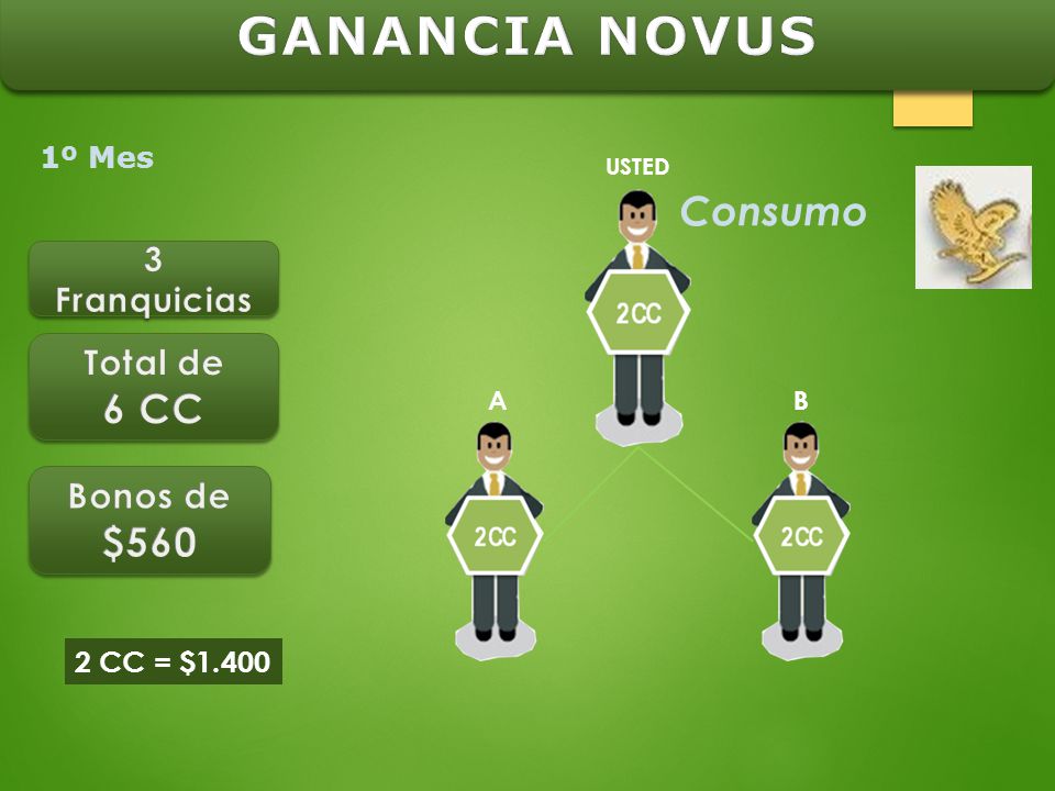 GANANCIA NOVUS Consumo 6 CC $560 Total de Bonos de 3 Franquicias