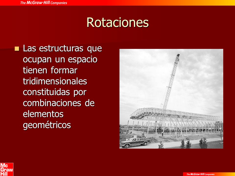 Rotaciones Las estructuras que ocupan un espacio tienen formar tridimensionales constituidas por combinaciones de elementos geométricos.