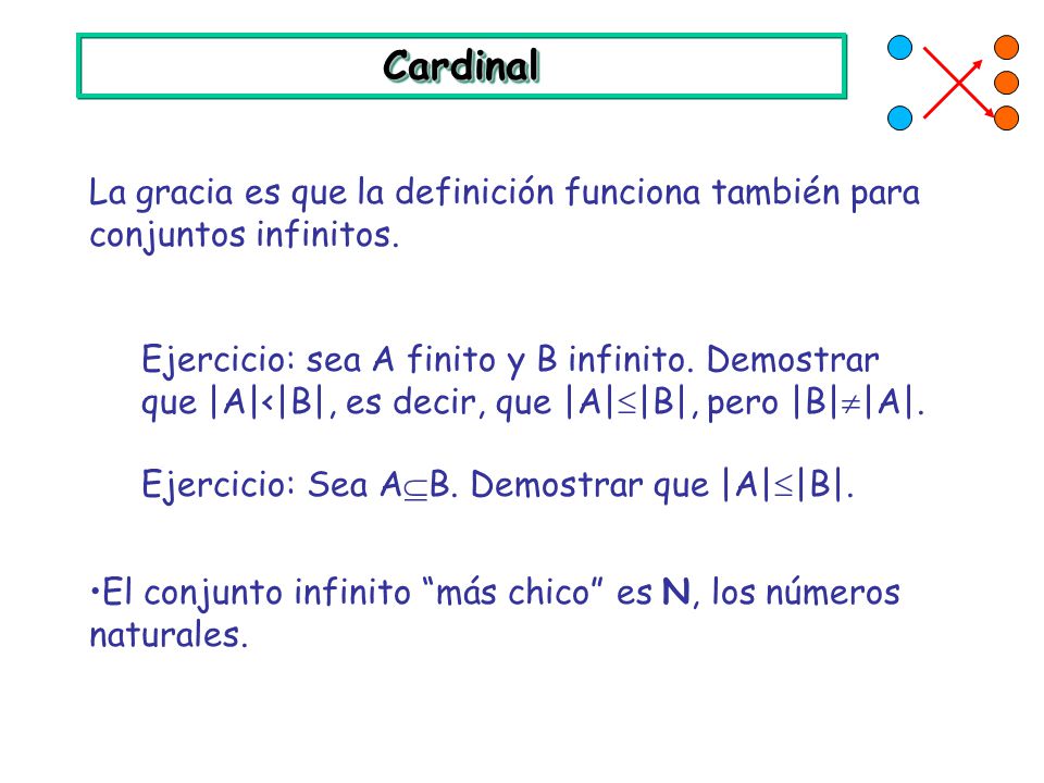 Cardinal La gracia es que la definición funciona también para conjuntos infinitos.