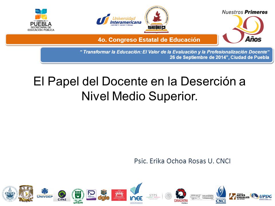 El Papel del Docente en la Deserción a Nivel Medio Superior.