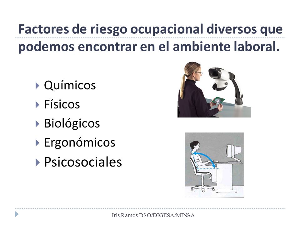 Factores de riesgo ocupacional diversos que podemos encontrar en el ambiente laboral.