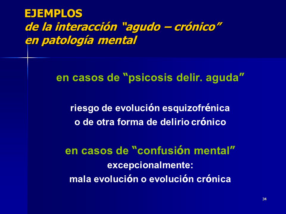 EJEMPLOS de la interacción agudo – crónico en patología mental