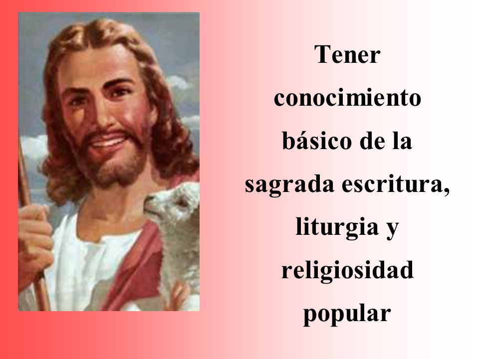 Tener conocimiento básico de la sagrada escritura, liturgia y religiosidad popular