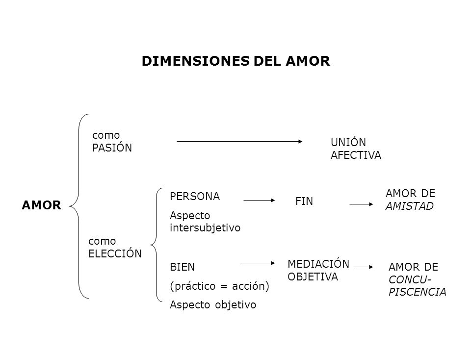 DIMENSIONES DEL AMOR AMOR como PASIÓN UNIÓN AFECTIVA AMOR DE AMISTAD