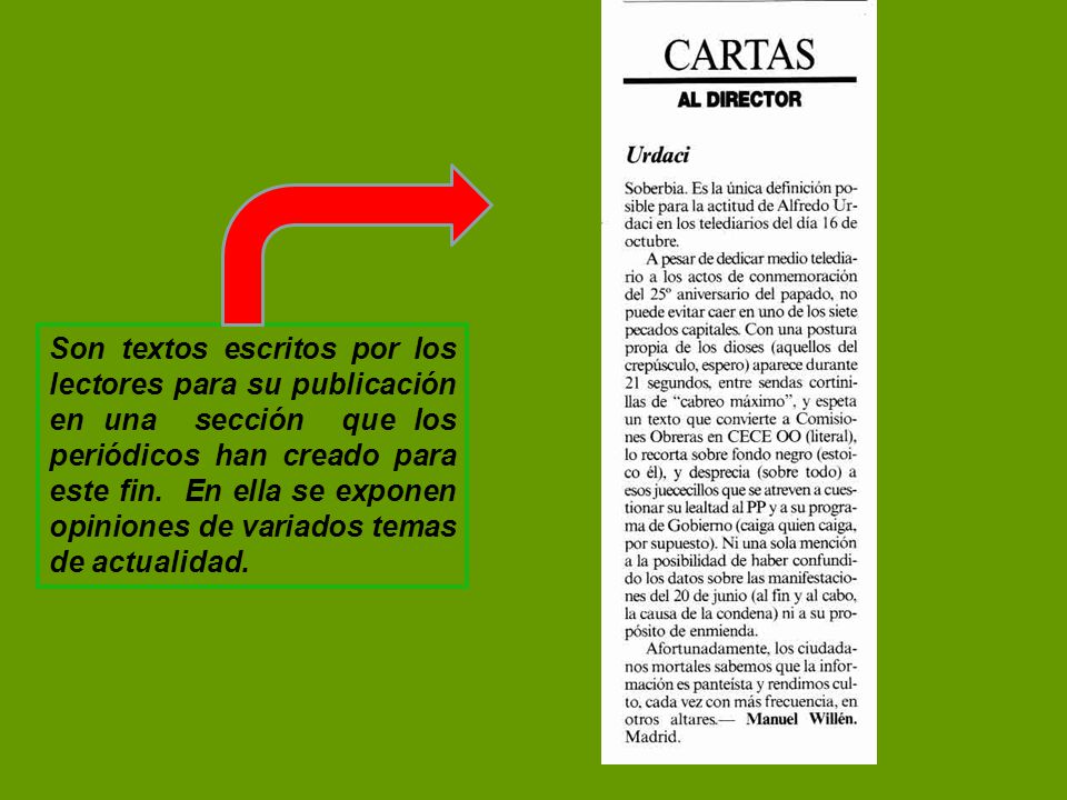 Son textos escritos por los lectores para su publicación en una sección que los periódicos han creado para este fin.