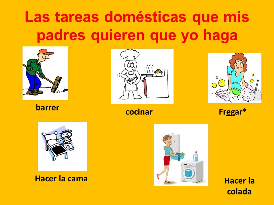 Las tareas domésticas que mis padres quieren que yo haga
