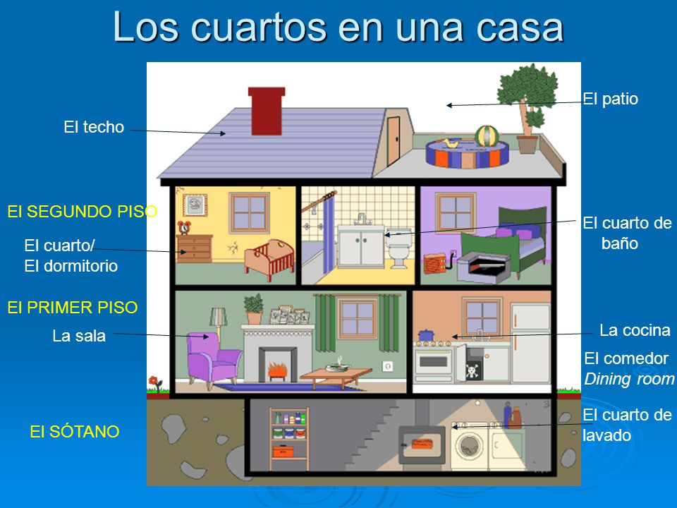 Los cuartos en una casa El patio El techo El SEGUNDO PISO El cuarto de