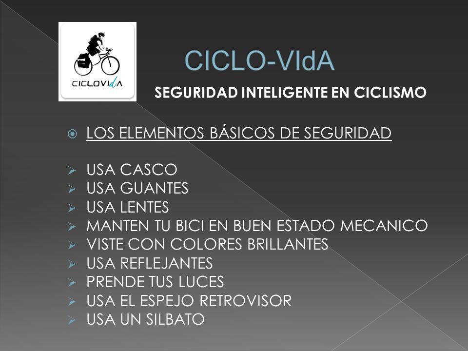CICLO-VIdA LOS ELEMENTOS BÁSICOS DE SEGURIDAD USA CASCO USA GUANTES