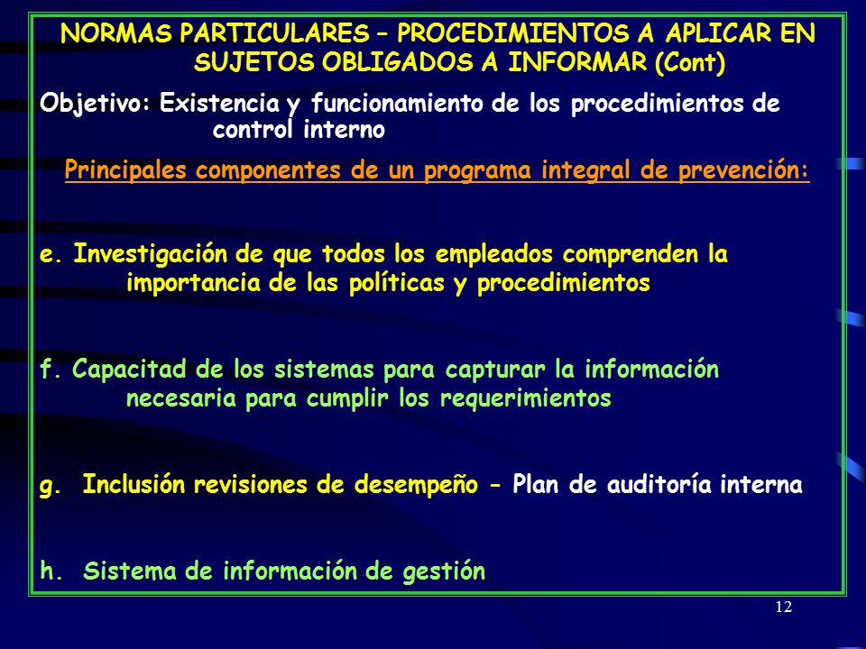 Principales componentes de un programa integral de prevención:
