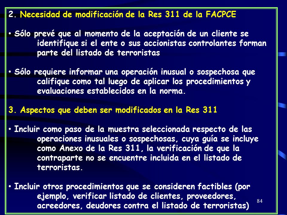 2. Necesidad de modificación de la Res 311 de la FACPCE