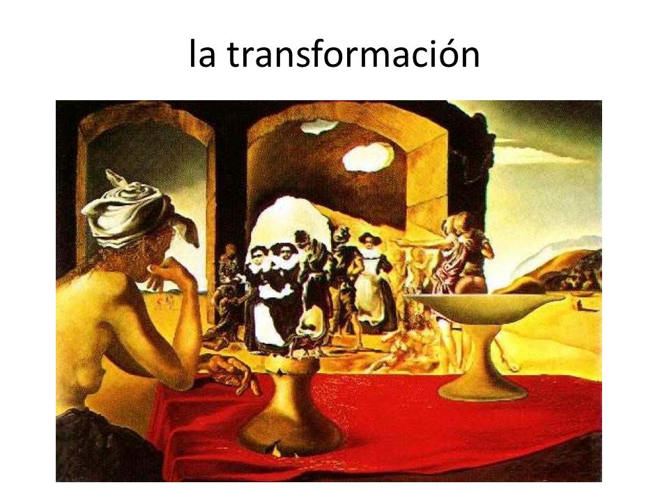 la transformación Mercado de esclavos con aparición del busto invisible de Voltaire