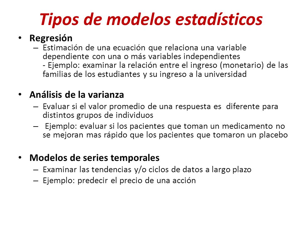 Tipos de modelos estadísticos