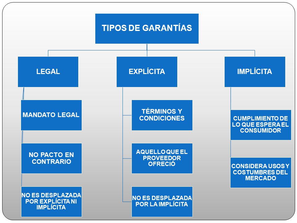 TIPOS DE GARANTÍAS LEGAL EXPLÍCITA IMPLÍCITA TÉRMINOS Y CONDICIONES