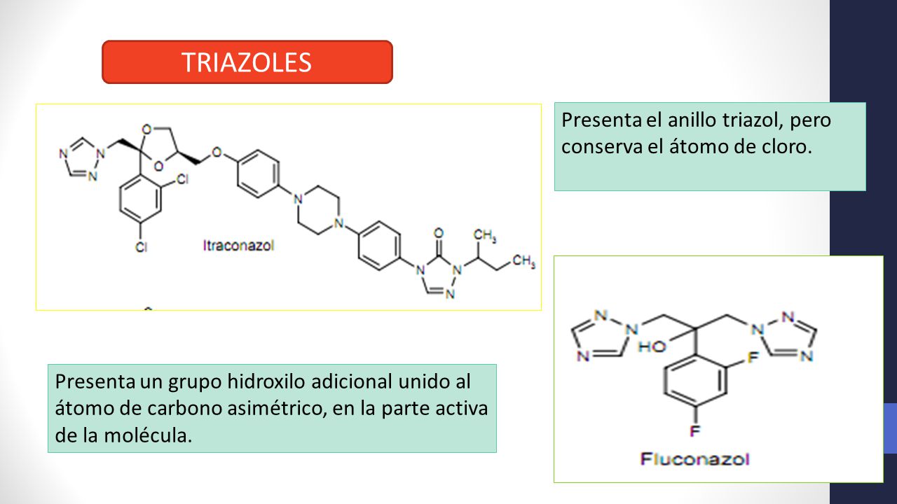 TRIAZOLES Presenta el anillo triazol, pero conserva el átomo de cloro.