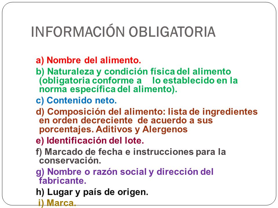 INFORMACIÓN OBLIGATORIA