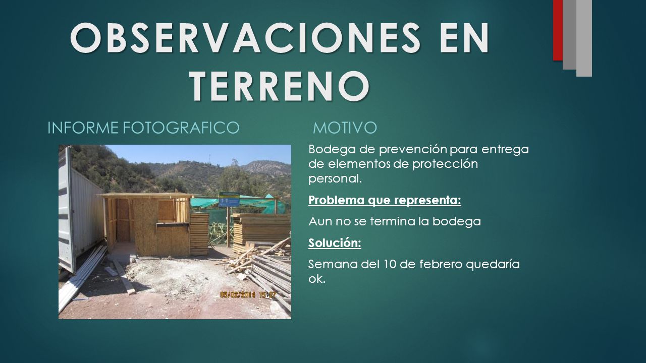 OBSERVACIONES EN TERRENO