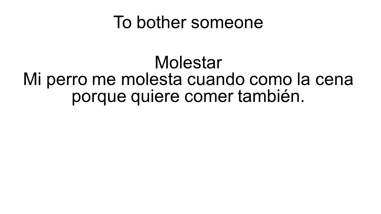 Mi perro me molesta cuando como la cena porque quiere comer también.
