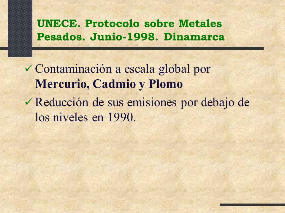 UNECE. Protocolo sobre Metales Pesados. Junio Dinamarca