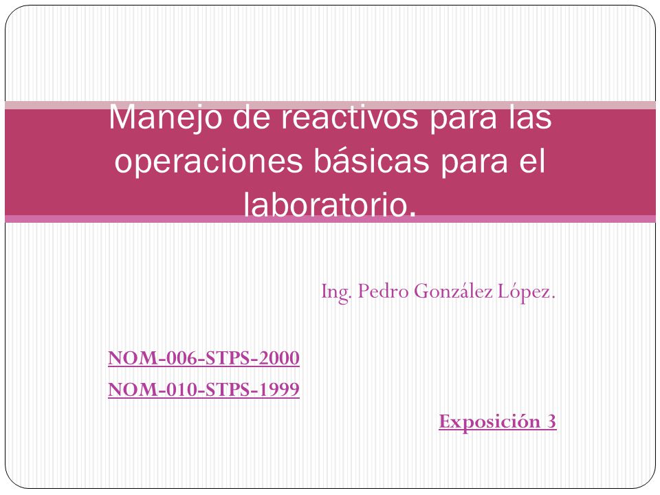 Manejo de reactivos para las operaciones básicas para el laboratorio.