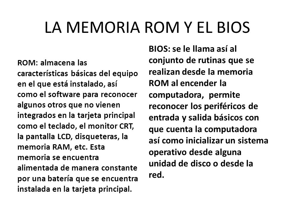 LA MEMORIA ROM Y EL BIOS