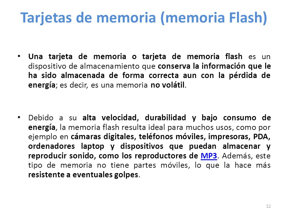Tarjetas de memoria (memoria Flash)