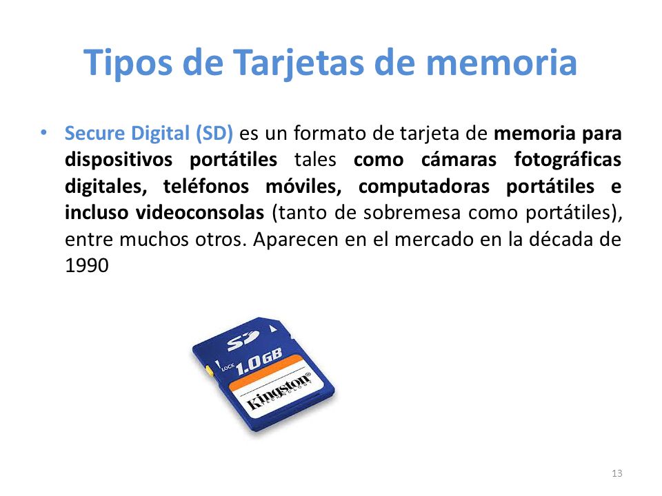 Tipos de Tarjetas de memoria