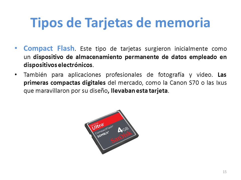 Tipos de Tarjetas de memoria