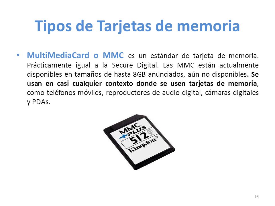 Tipos de Tarjetas de memoria