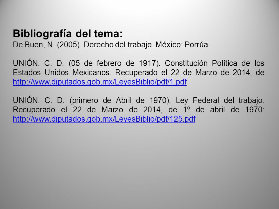 Bibliografía del tema: