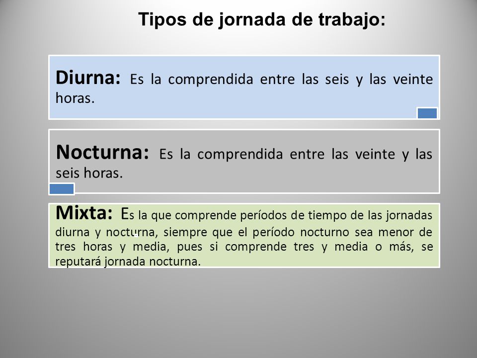 Nocturna: Es la comprendida entre las veinte y las seis horas.