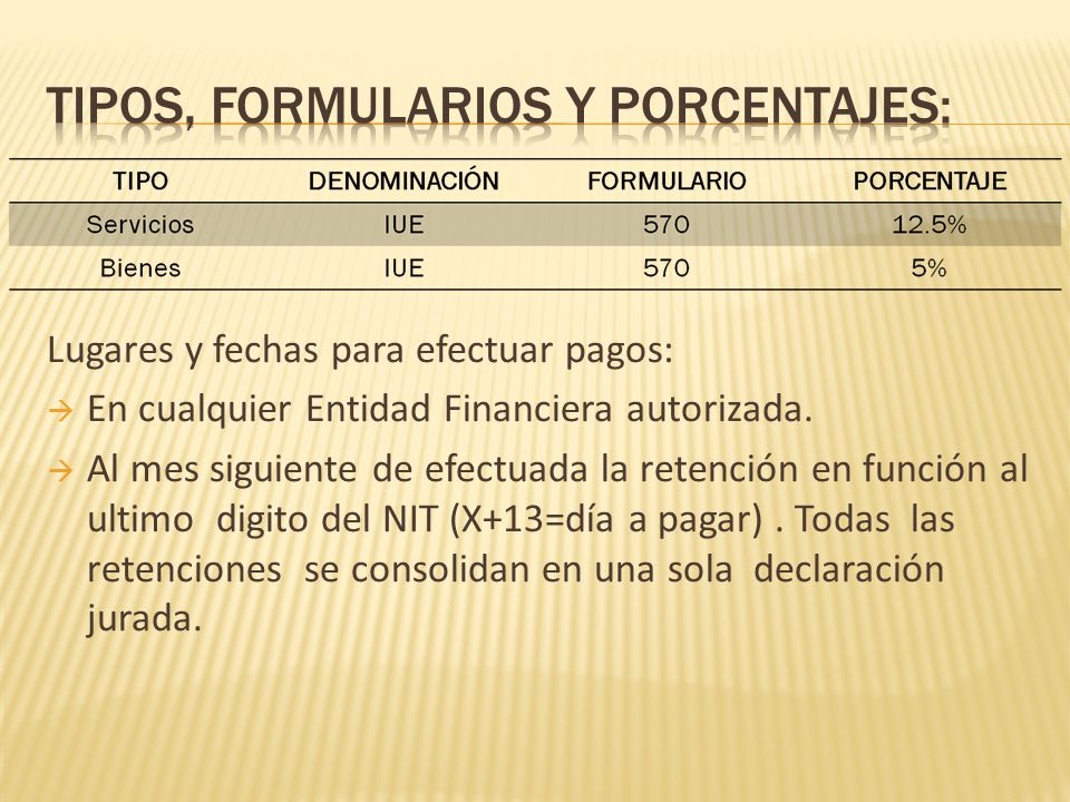 Tipos, Formularios y Porcentajes:
