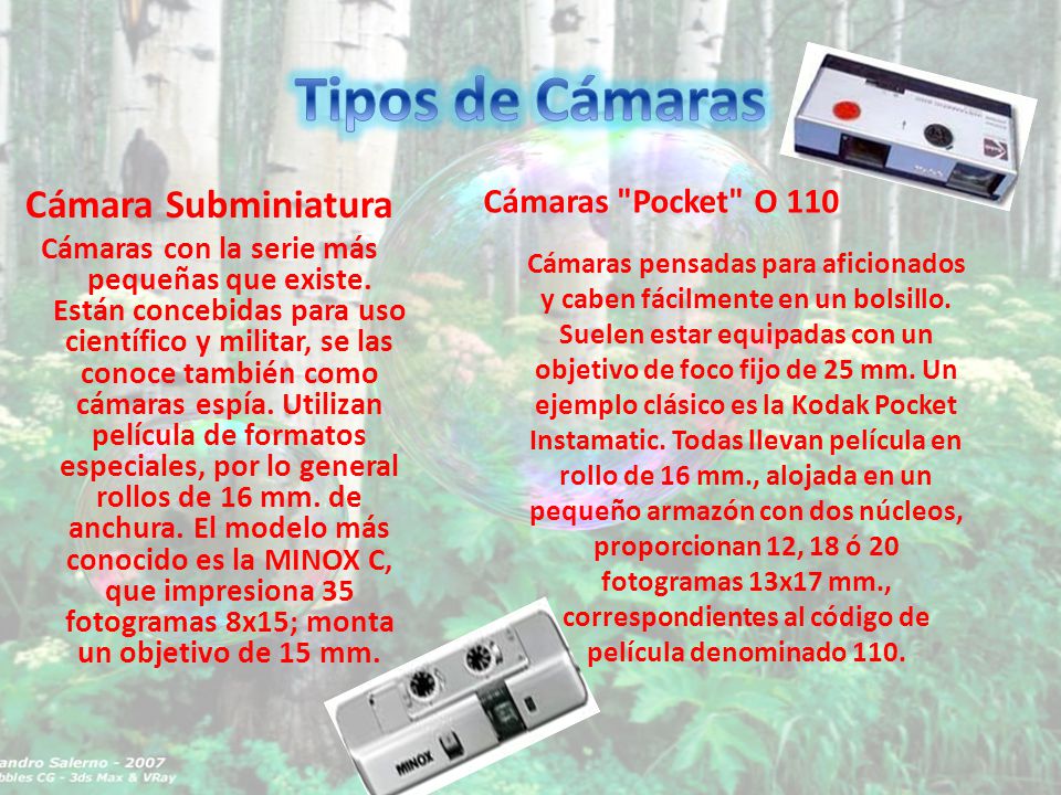 Tipos de Cámaras Cámara Subminiatura Cámaras Pocket O 110