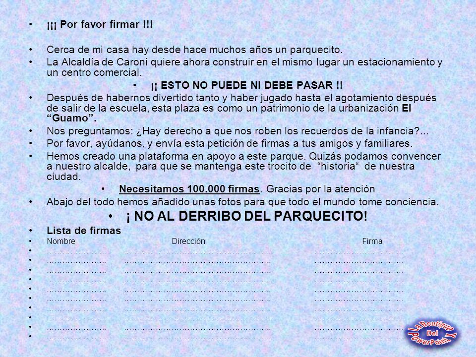 ¡¡ ESTO NO PUEDE NI DEBE PASAR !! ¡ NO AL DERRIBO DEL PARQUECITO!