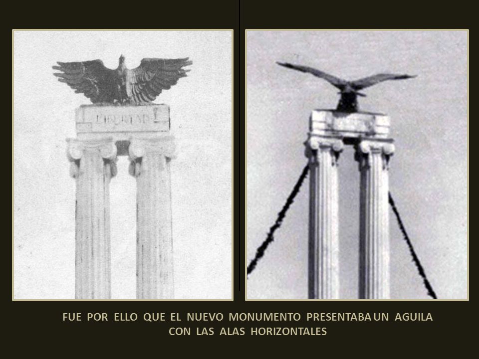 EL MONUMENTIO ORIGINAL NO PUDO SOPORTAR EL CICLON DEL 26 PORQUE LAS ALAS DEL AGUILA ESTABAN DE FORMA CASI VERTICAL