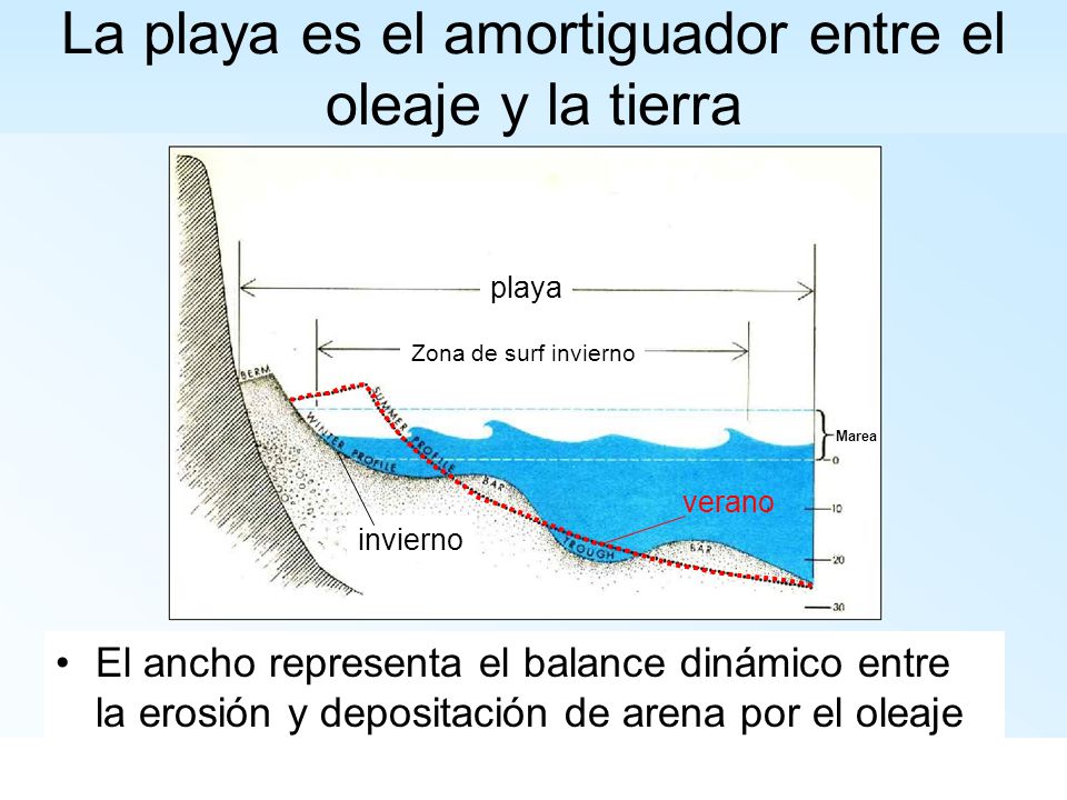 La playa es el amortiguador entre el oleaje y la tierra