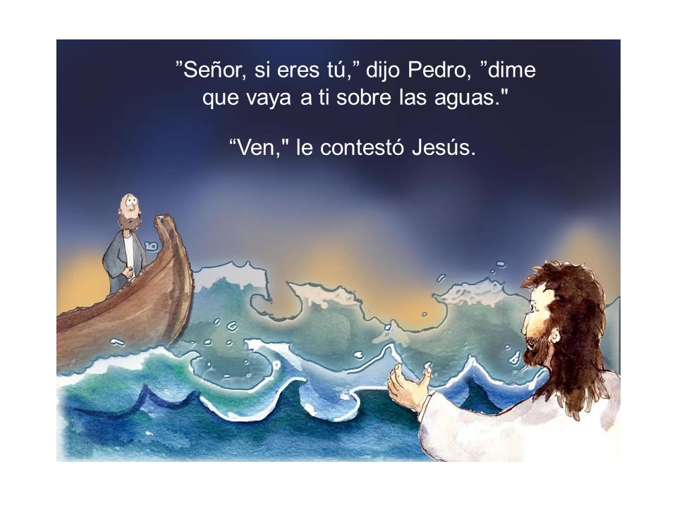 Señor, si eres tú, dijo Pedro, dime que vaya a ti sobre las aguas.