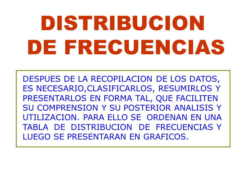DISTRIBUCION DE FRECUENCIAS DESPUES DE LA RECOPILACION DE LOS DATOS,