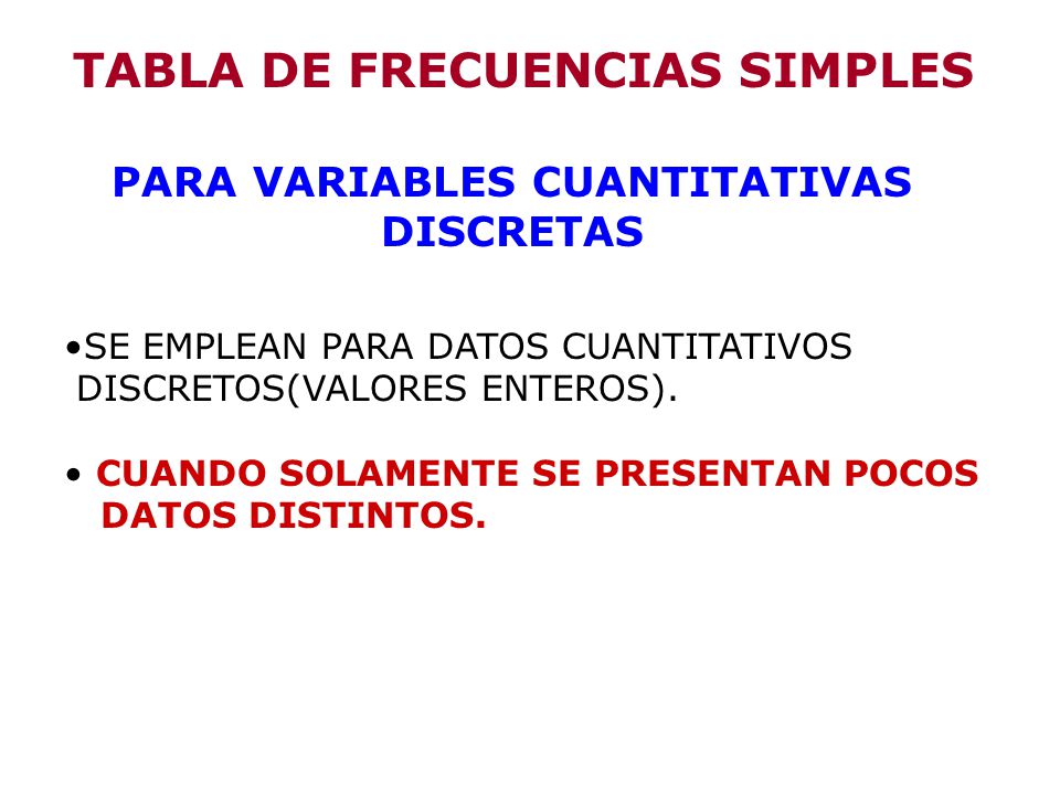 TABLA DE FRECUENCIAS SIMPLES