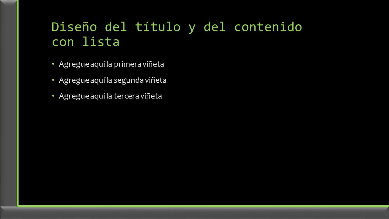 Diseño del título y del contenido con lista