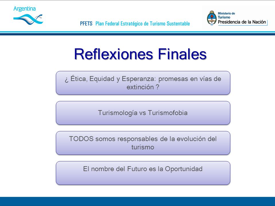 Reflexiones Finales ¿ Ética, Equidad y Esperanza: promesas en vías de extinción Turismología vs Turismofobia.