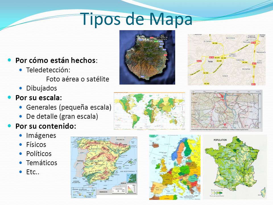 Tipos de Mapa Por cómo están hechos: Por su escala: Por su contenido: