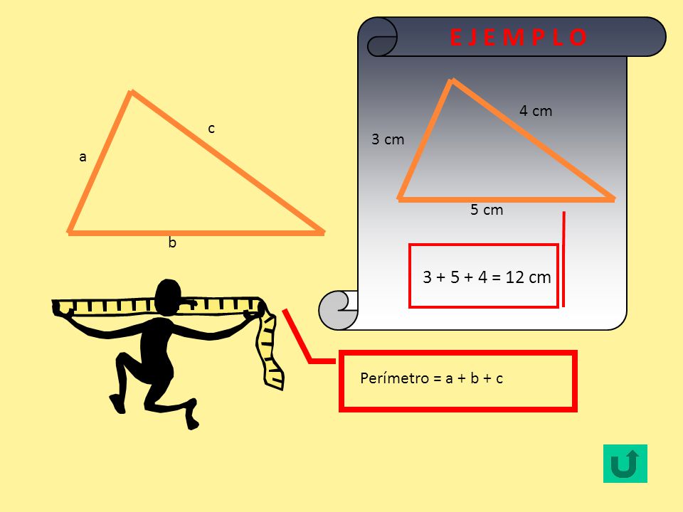 E J E M P L O = 12 cm 4 cm c 3 cm a 5 cm b