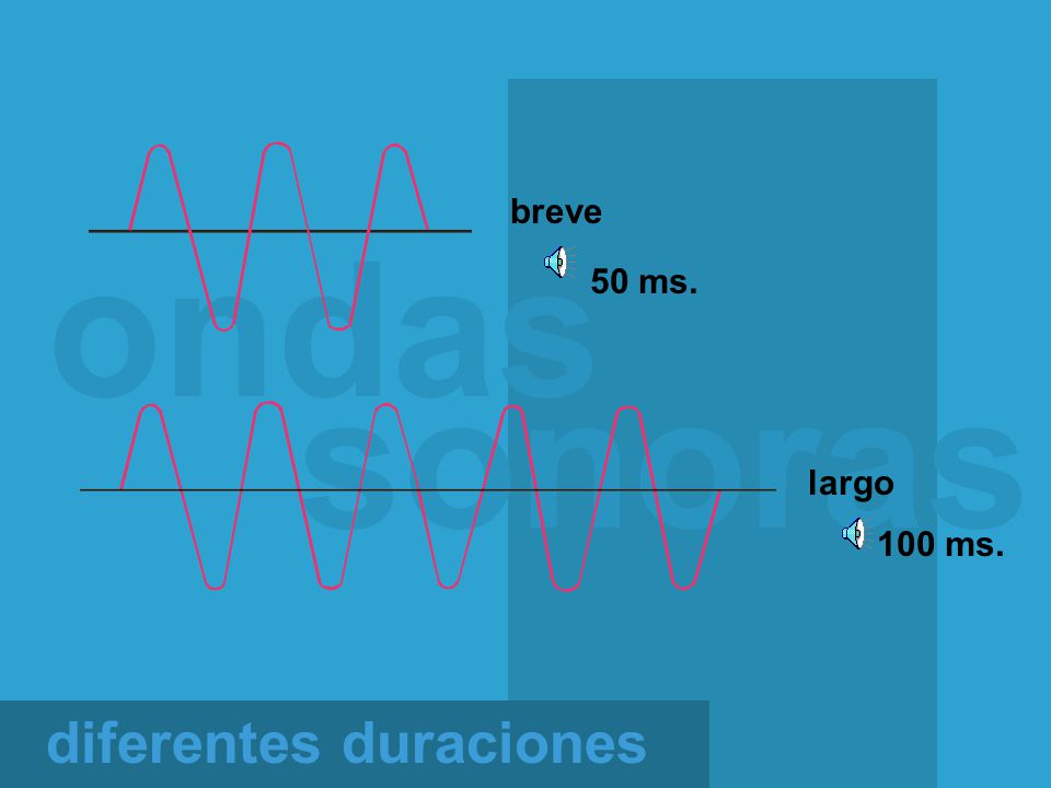 breve ondas 50 ms. sonoras largo 100 ms. diferentes duraciones