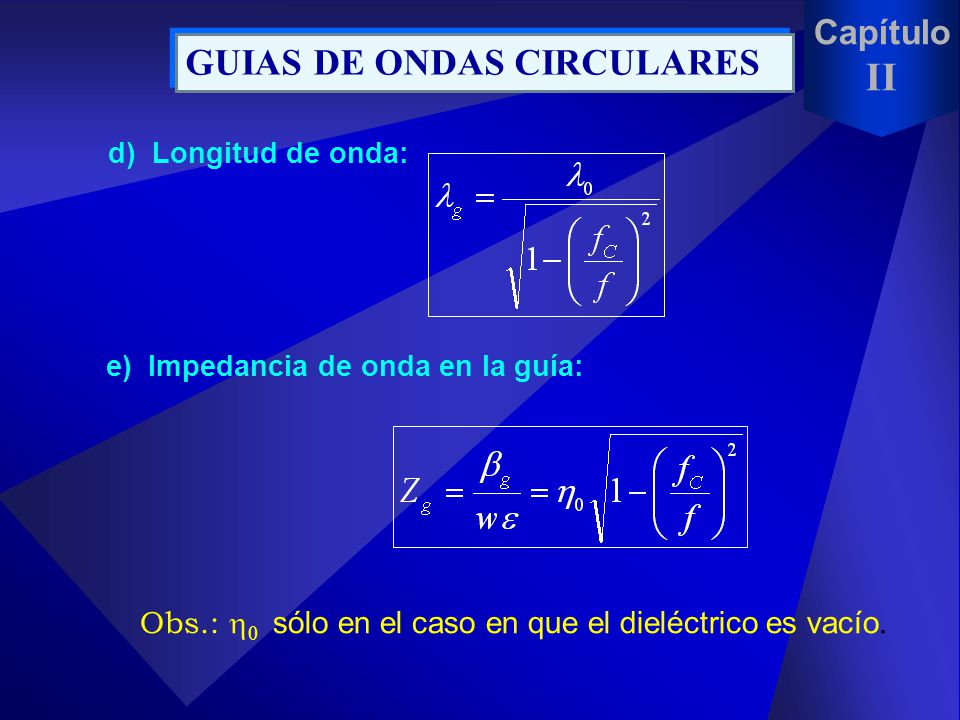 Obs.: h0 sólo en el caso en que el dieléctrico es vacío.