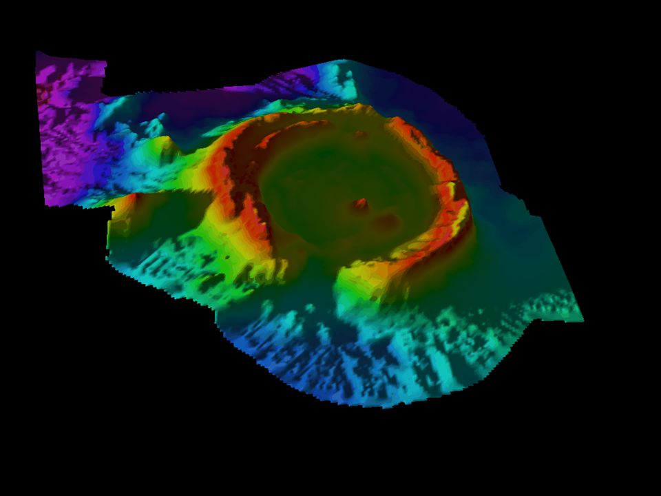 Newly discovered Nuku alofa seamount - approximately 6 miles wide from rim to rim.